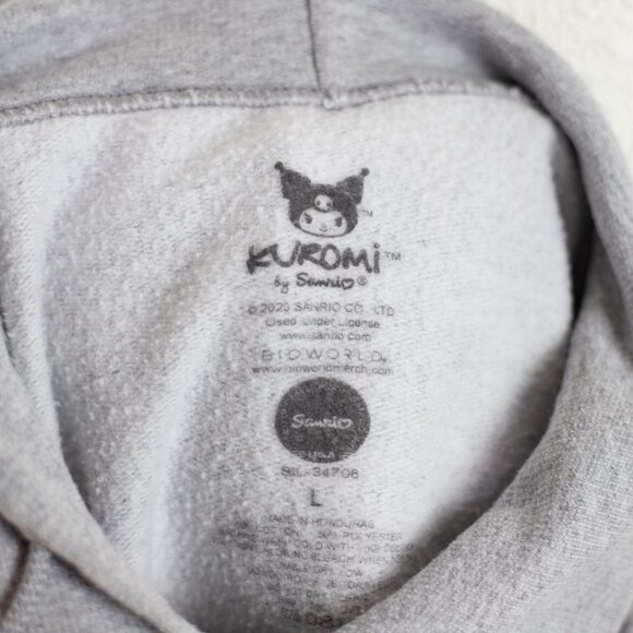 Kuromi Wink Hoodie Gray Fleece Sweatshirt Adult Large - Picture 5 of 5